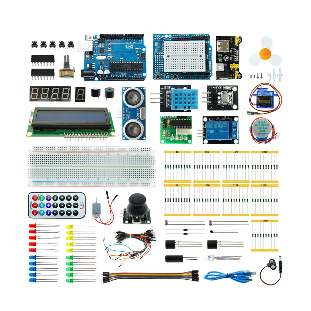 Upgrade Starter Kit UNO R3 Breadboard LED LCD SG90 DHT11 Relay MB102 for Arduino 