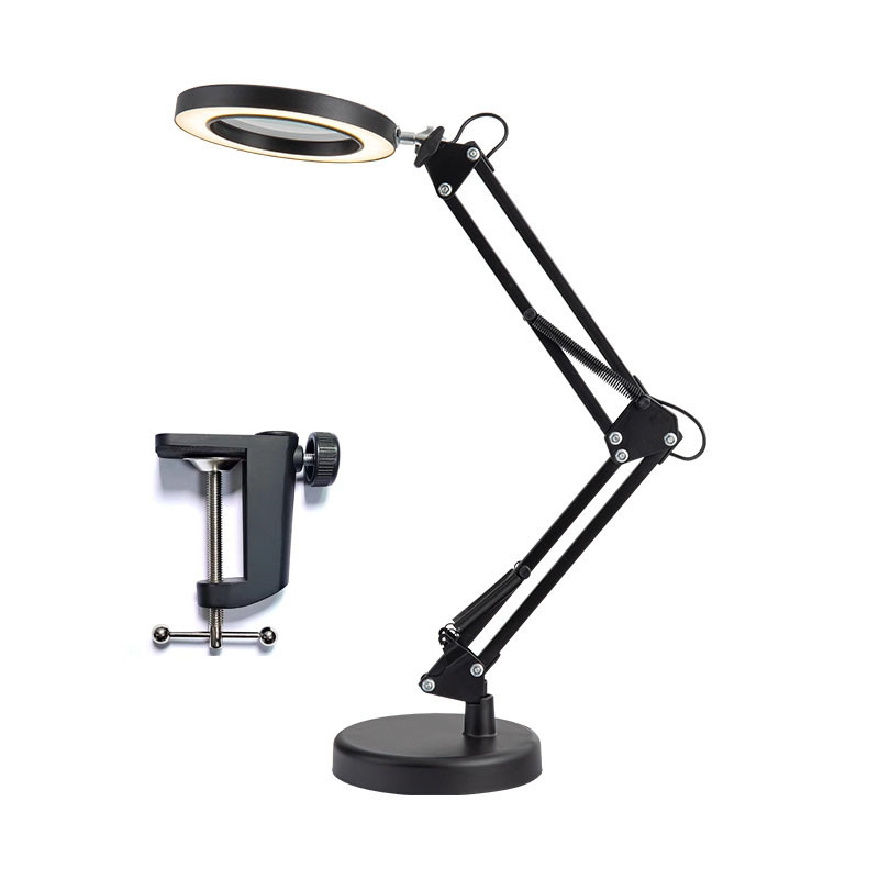 long arm folding magnifying desk lamp
