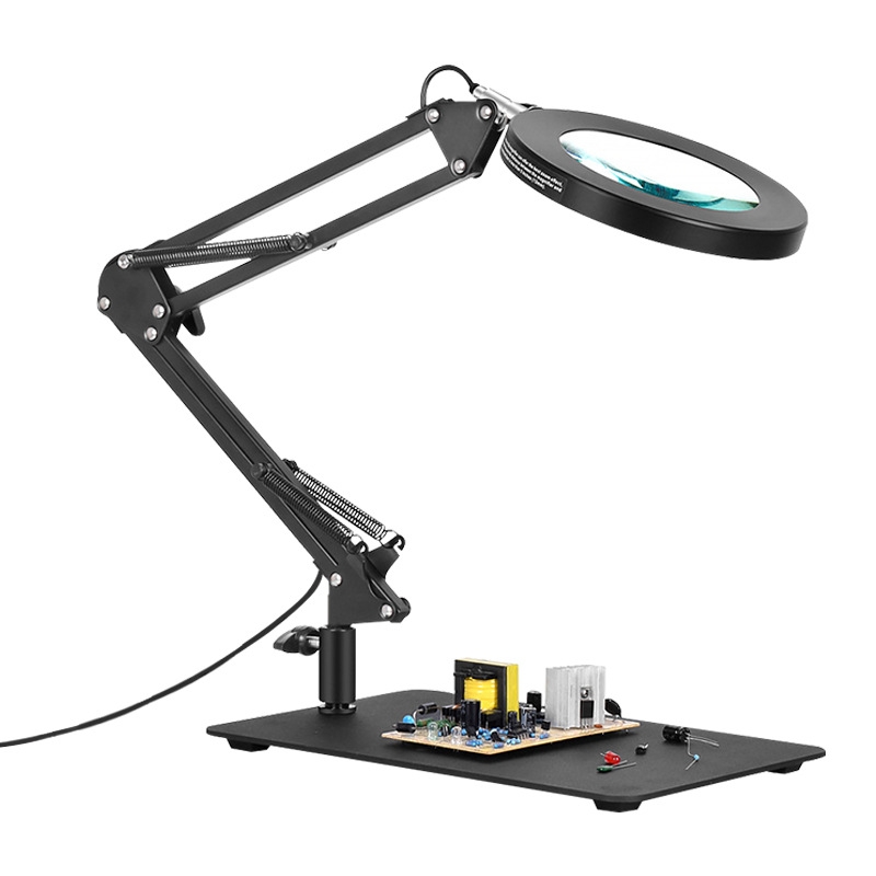 long arm folding magnifying desk lamp