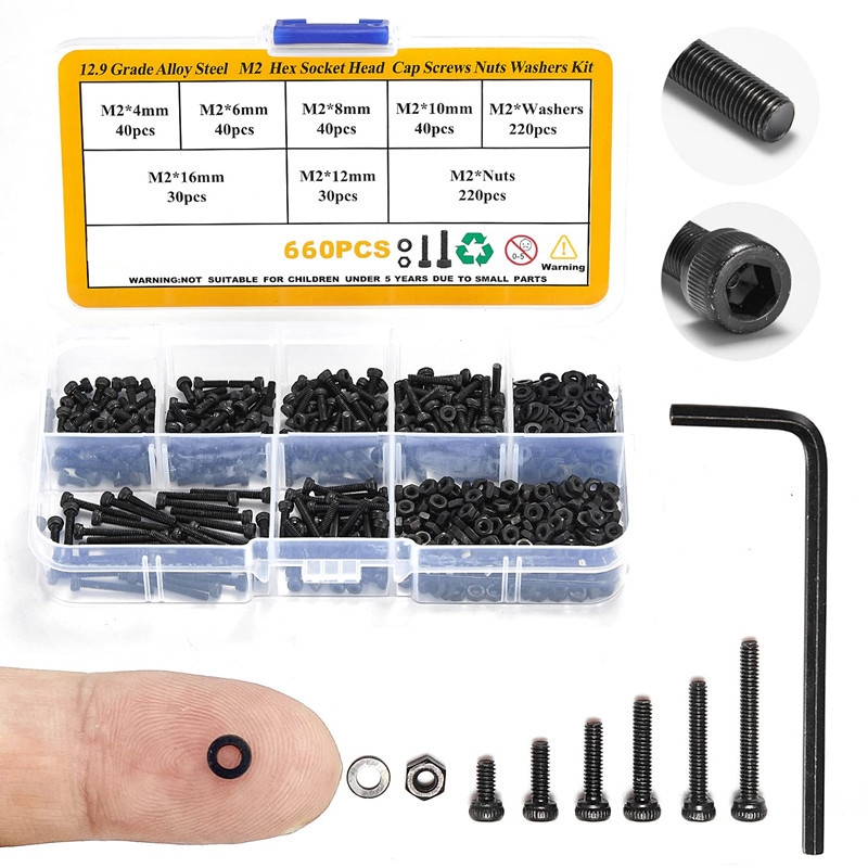 660pcs m2 metric hexagon head screws set